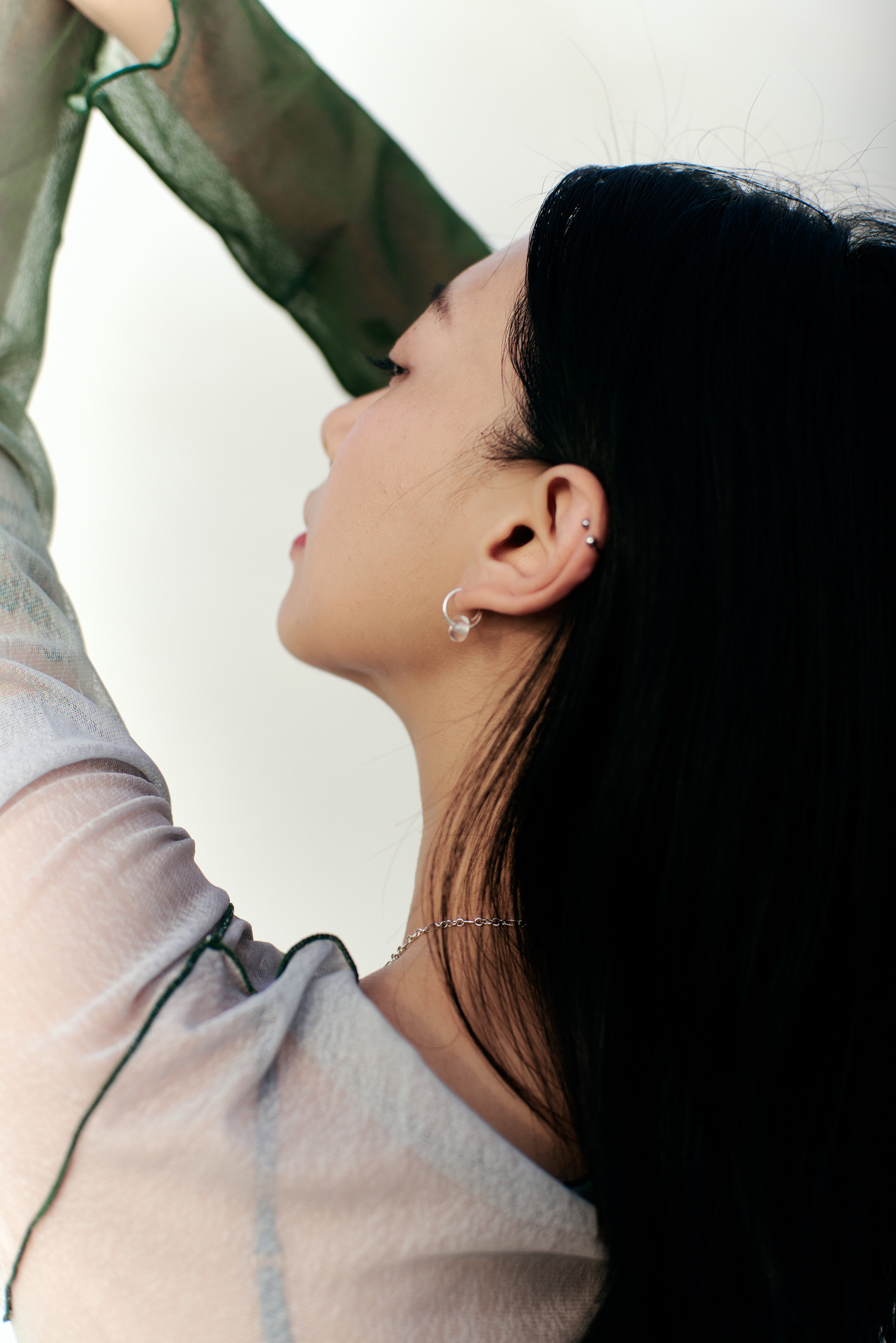 豆 Glass&Silver earrings