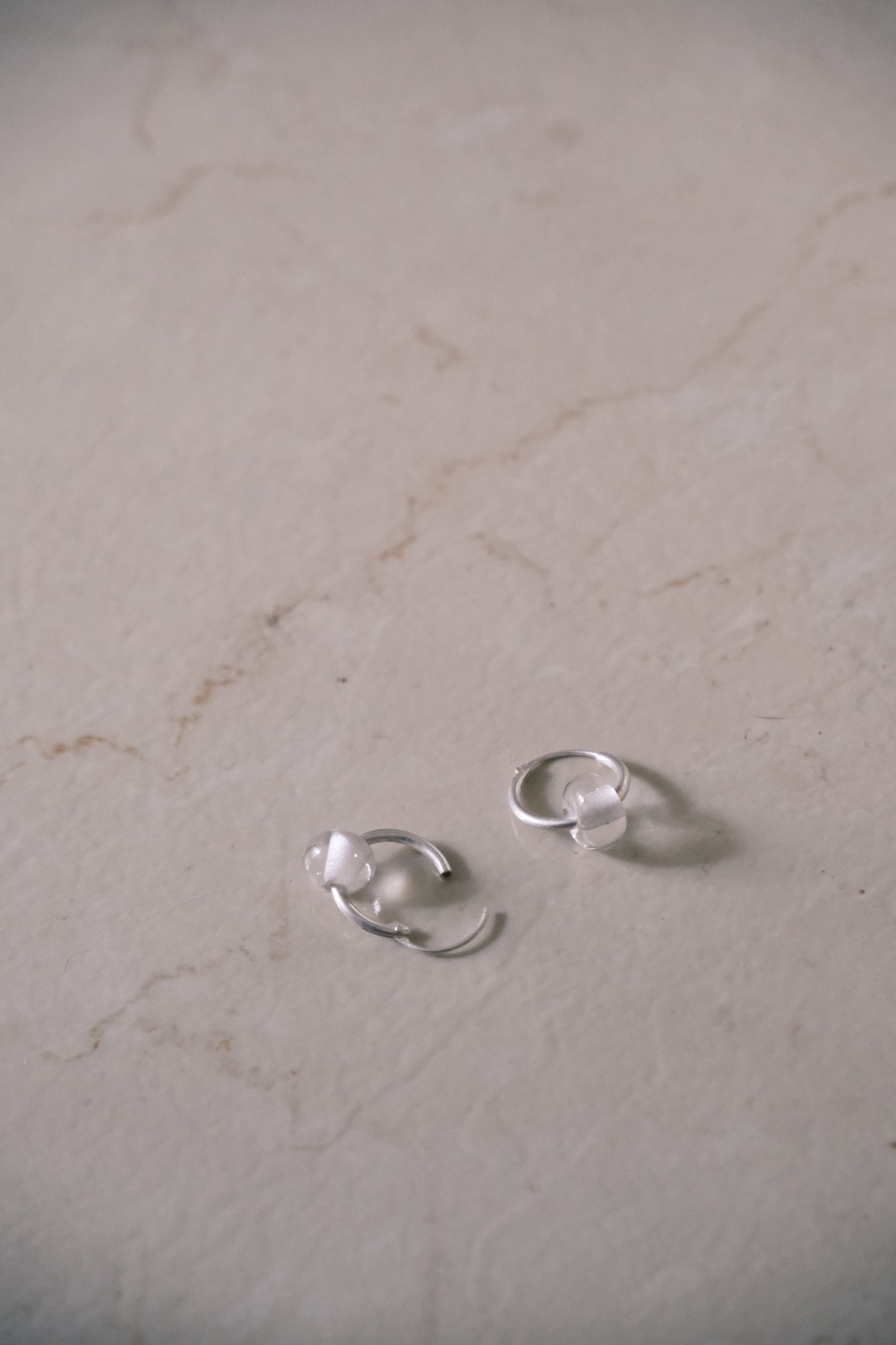 豆 Glass&Silver earrings