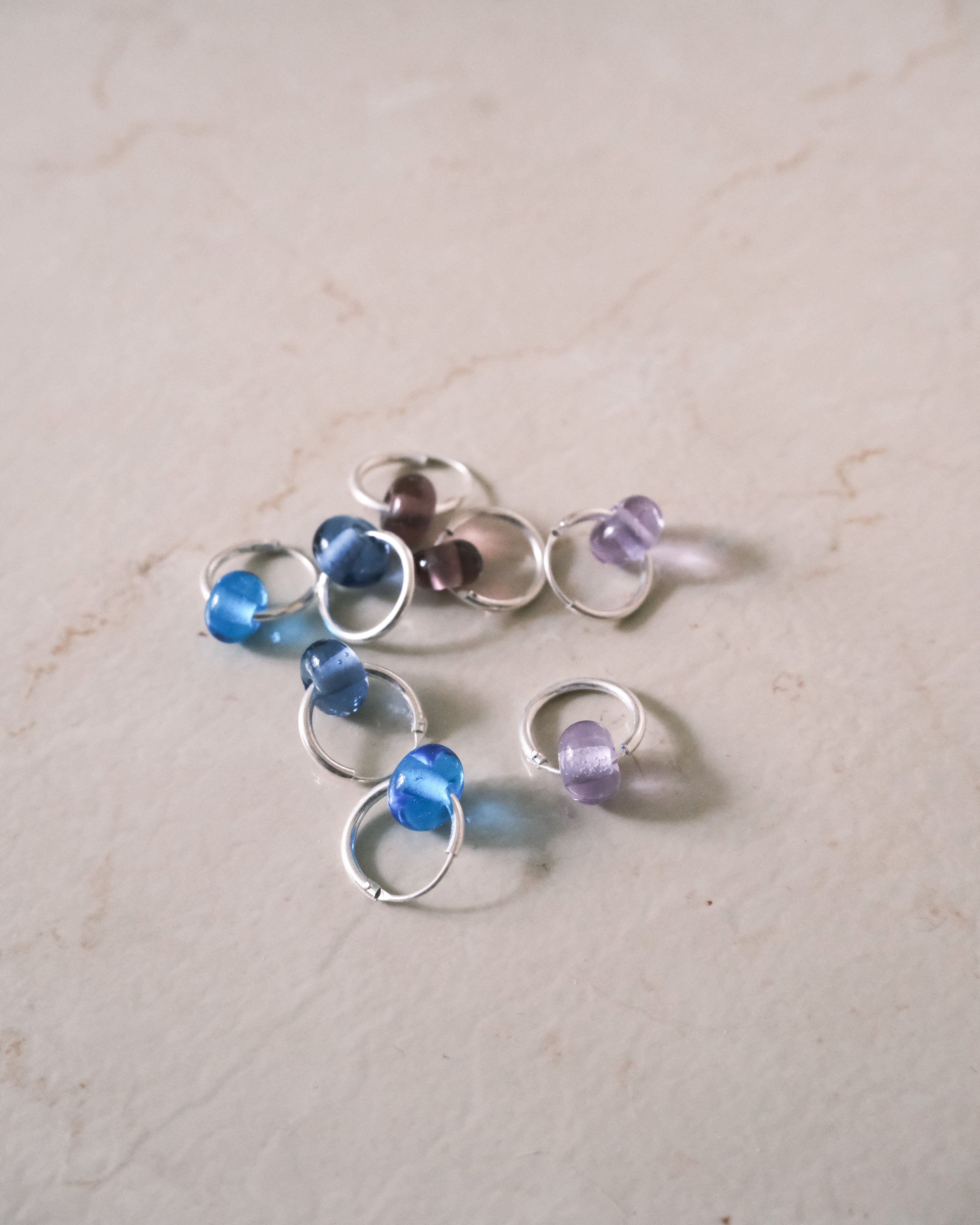 豆 Glass&Silver earrings