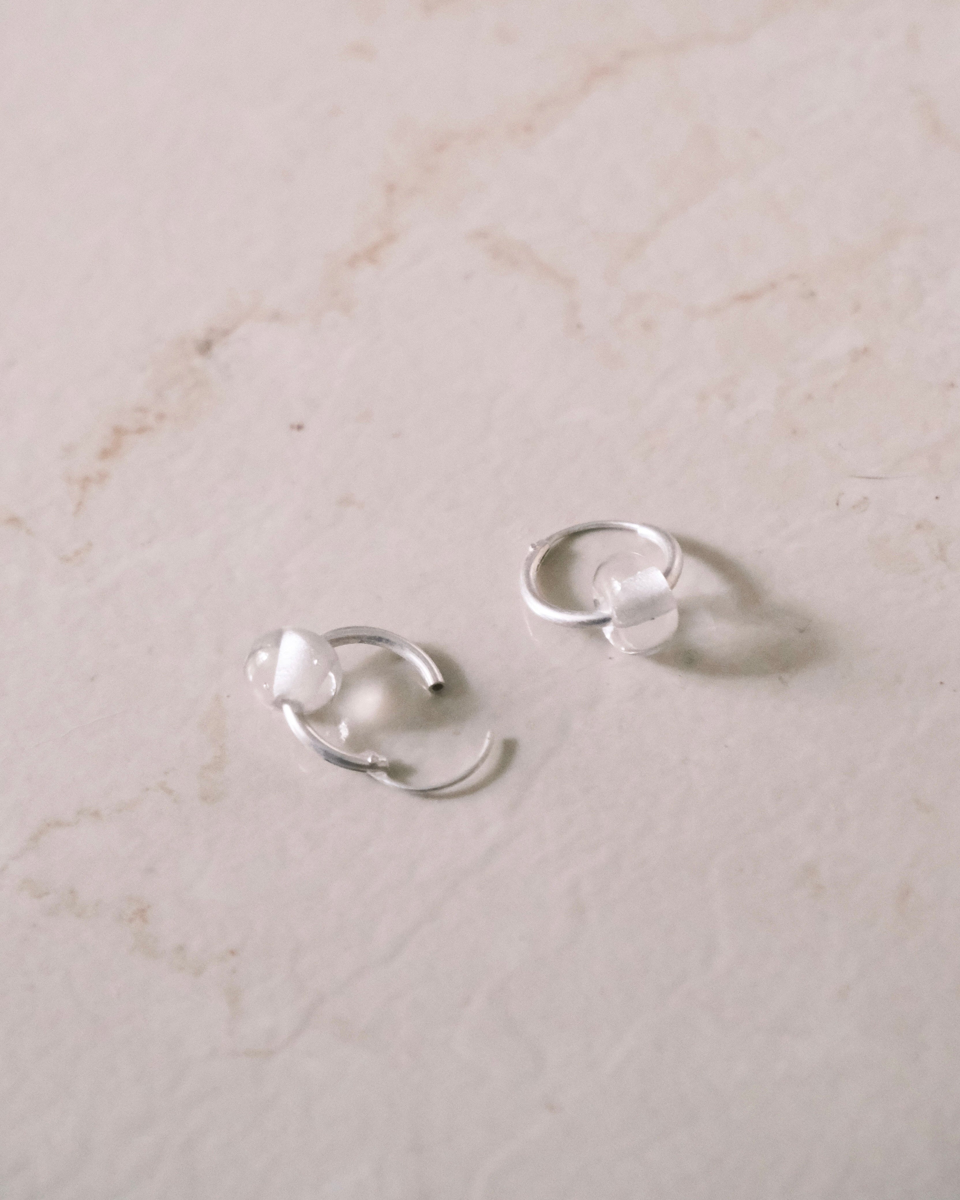 豆 Glass&Silver earrings