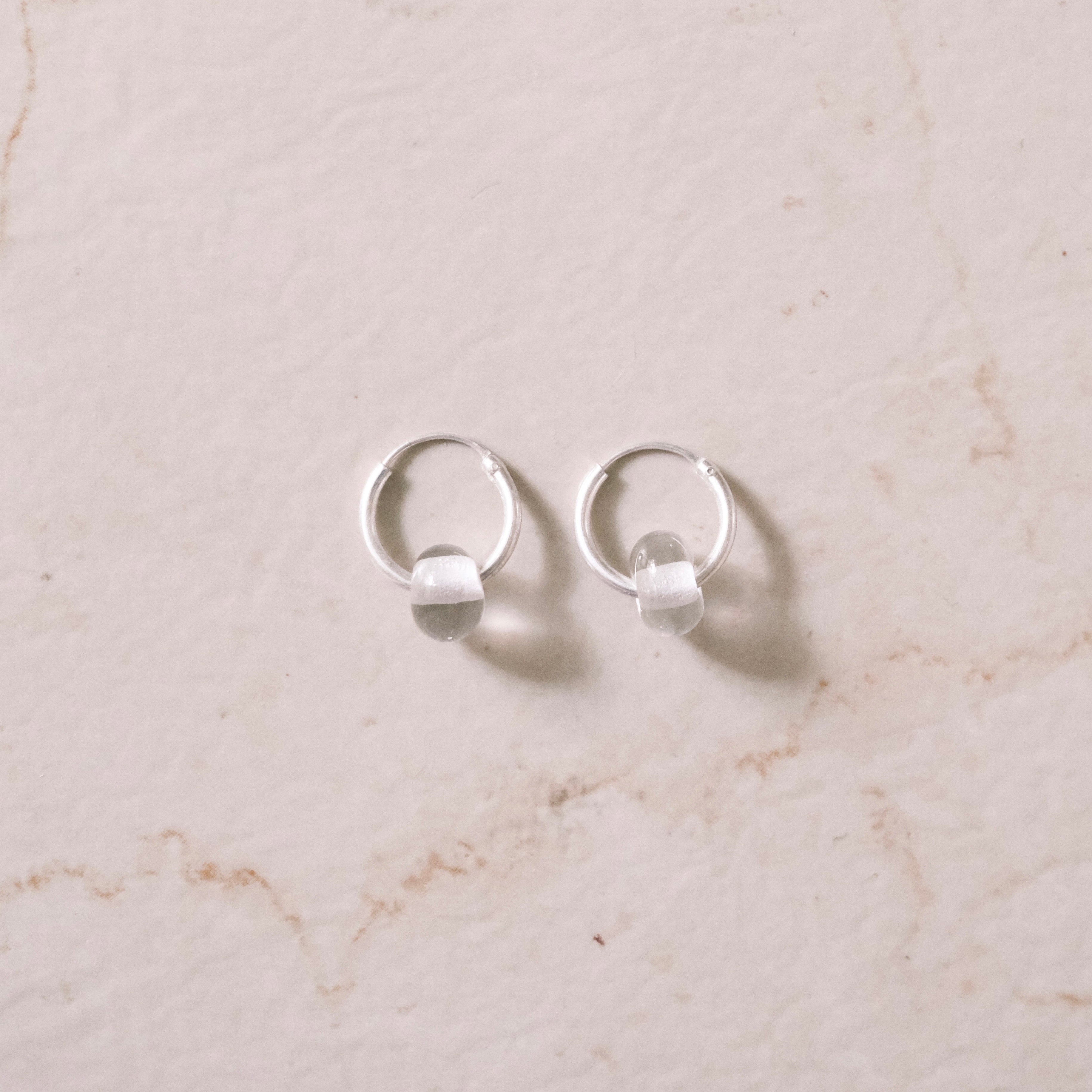豆 Glass&Silver earrings
