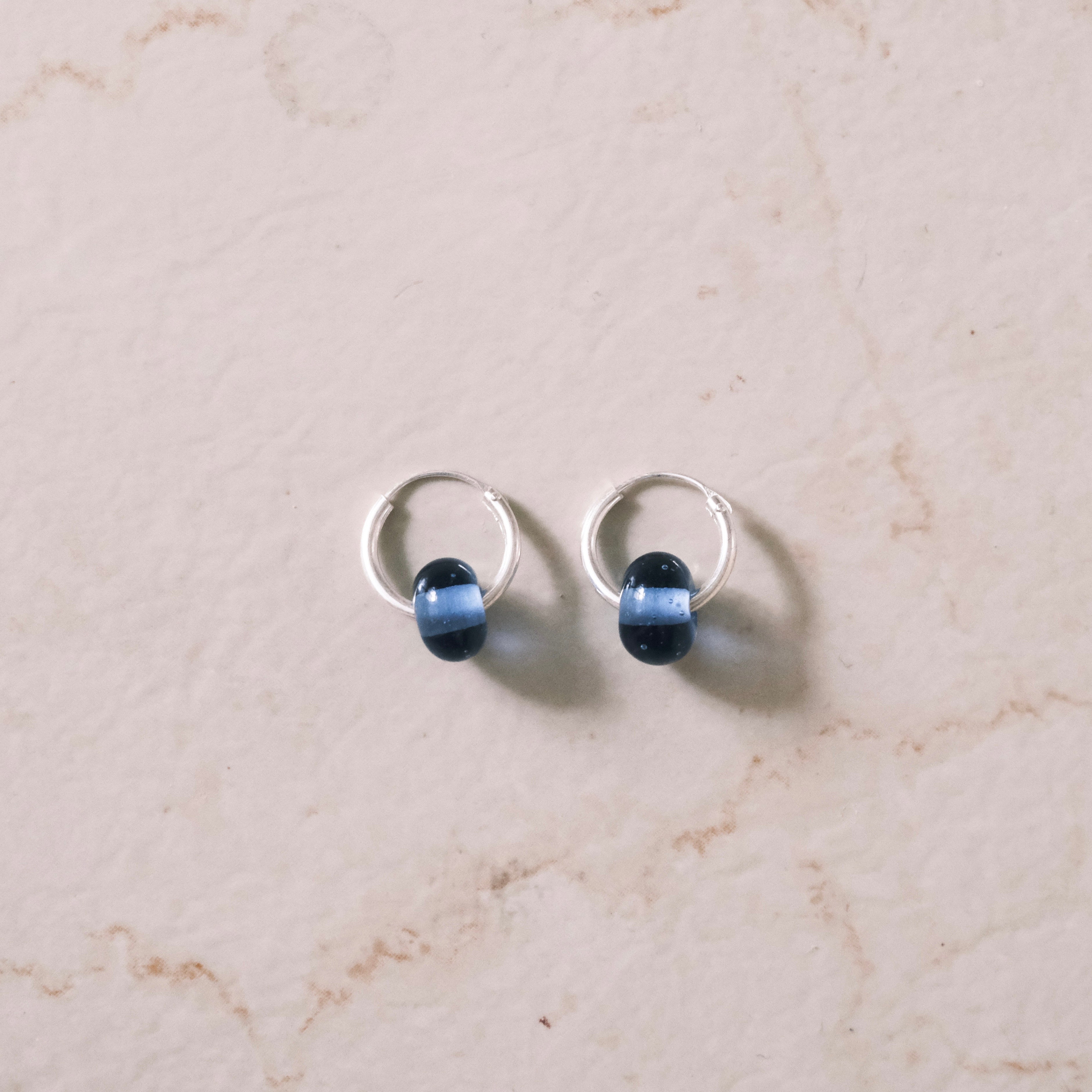 豆 Glass&Silver earrings