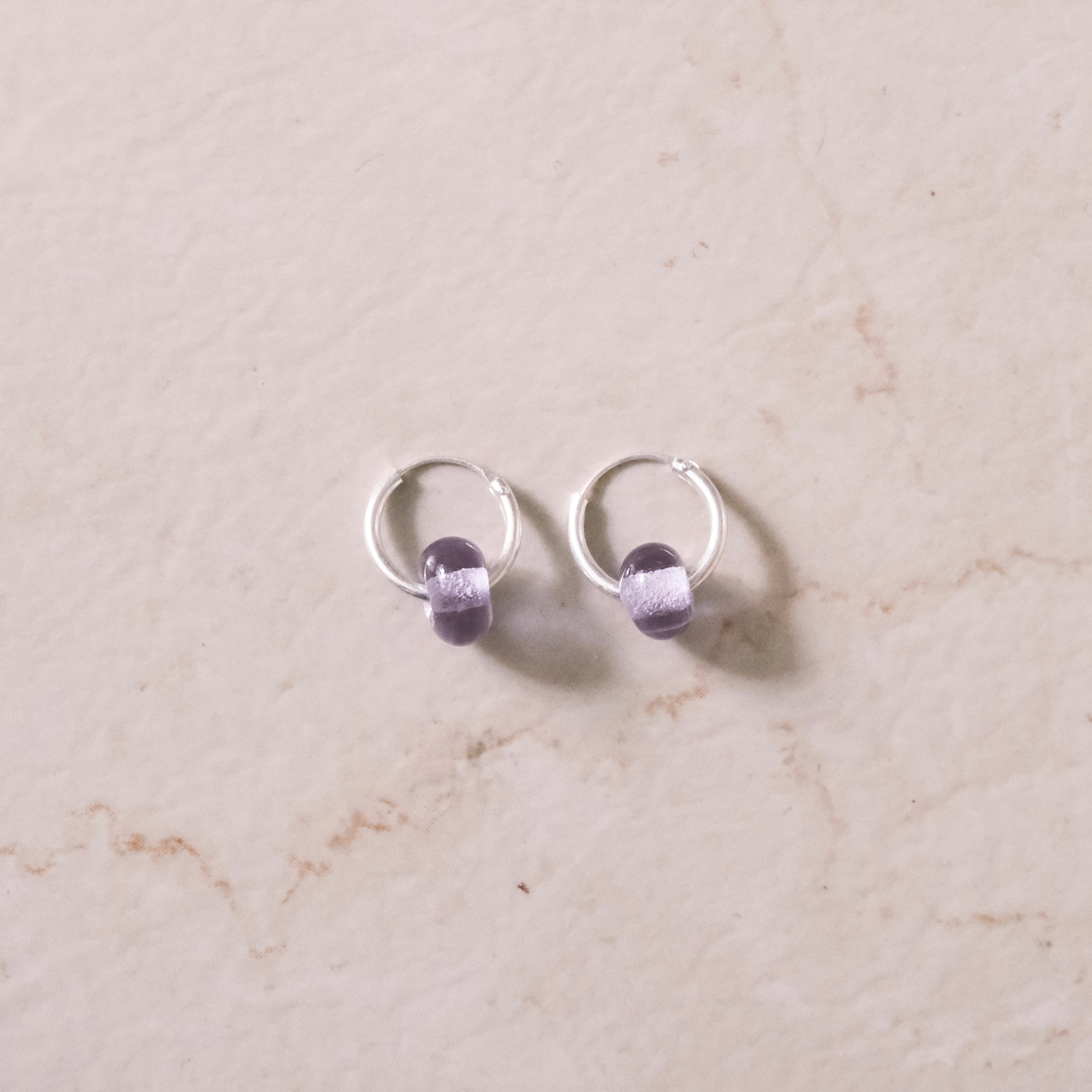 豆 Glass&Silver earrings